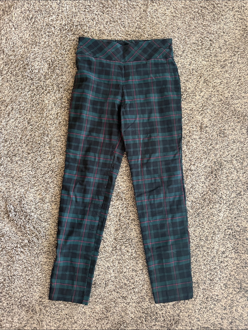 Jules & Leopold Dark Green Plaid Pull-On skinny pant.